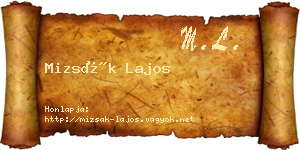 Mizsák Lajos névjegykártya